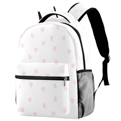 Sac à dos d'école cœurs roses pour adolescentes | 40cm