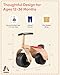 KRIDDO Wooden Baby Balance Bike 1 Year Old, Wide Wheels for Stable and Smooth Ride, Boy Girl First Balance Bike Gift for 12 Month to 3 Year, Non-Sharp Parts, Soft Seat, Red
