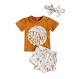 Baby Girl Clothes Short Sleeve T-Shirt Top + Shorts Sets Infant Toddler Summer Outfits 3pcs (Here...