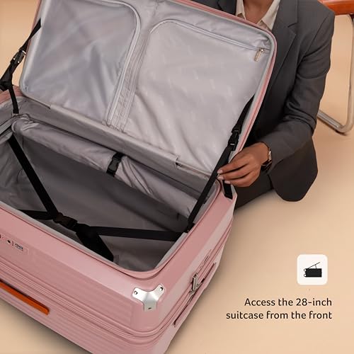 Image of Acer Brisbane Suitcase, 28 inch Check-in, with 360 Degree Spin 8 Wheels, Double TSA Lock, Dual Opening (Top and Mid), Expandable, Recycled Polyseter Material, Jacaranda Pink