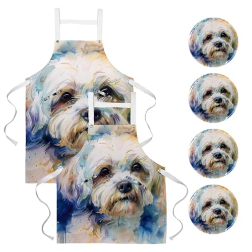 Tablier de serveuse pour cuisine et pâtisserie motif Shih Tzu