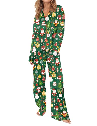 SHESHOW Satin Pajamas for Women Set Long Sleeve Button Down Sleepwear 2 Piece Nightwear Women Pjs Sets Size XS-XXL