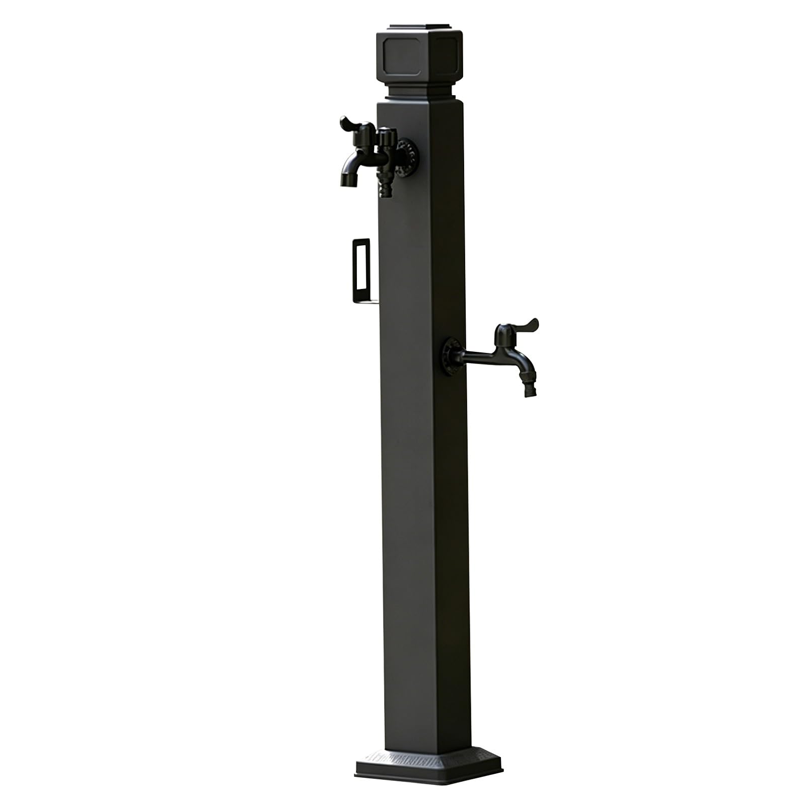 Outdoor Faucet, Freestanding Garden Water Column with Spray Gun & Hose Rack, Floor Mounted Hydrant Water Tap for Irrigation/Washing, Matte Black(C,Height: 60cm/23.6in)