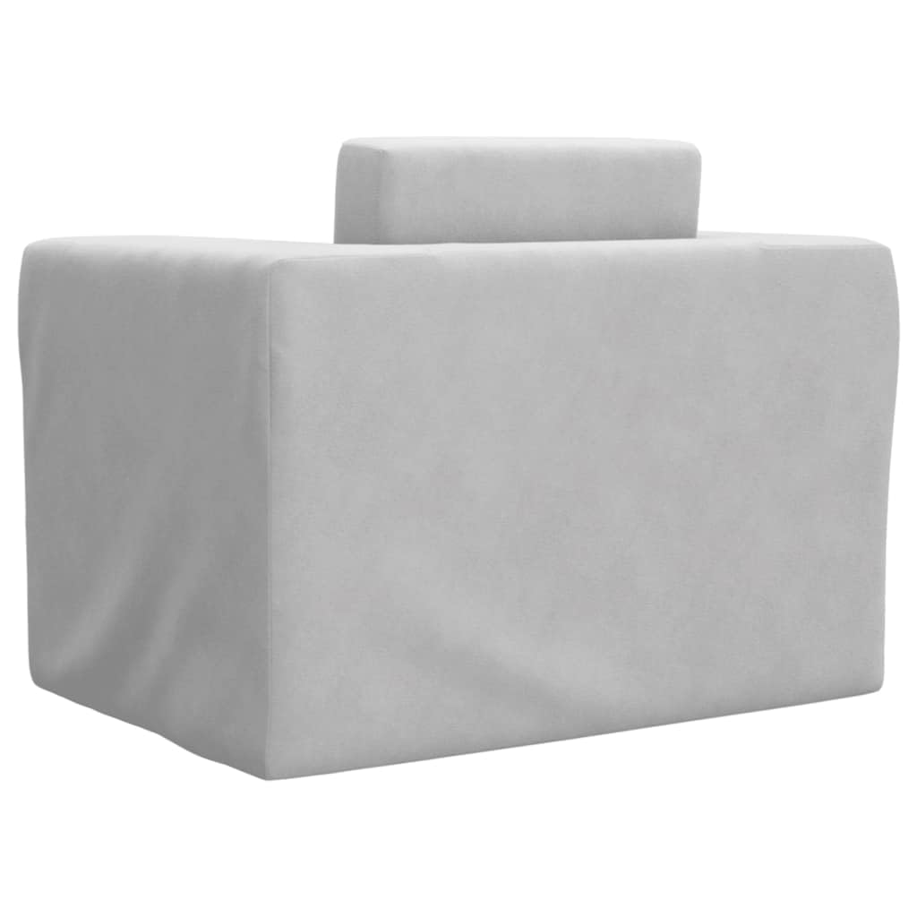 Sofa do spania dla dzieci, jasnoszara, miękki plusz, tapicerka z pianki, zdejmowany pokrowiec, sofa dziecięca z funkcją spania, 52 x 38 x 42 cm, do pokoju dziecięcego, zabawy i odpoczynku
