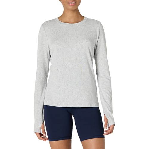 Amazon Essentials Women's Active Soft Cotton Regular Fit Crewneck Long Sleeve Lightweight Yoga Workout T-Shirt