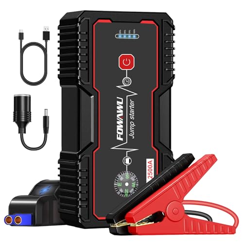 FOWAWU 22800mAh 2500A Car Jump Starter,Water-Resistant Jump Starter Battery Pack(8.0L Gas,6.5L...