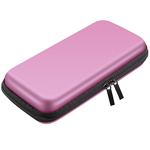 Carrying Pouch, iMangoo Hard Protective EVA Case Impact Resistant Travel Pouch Bag Power Bank Organizer Sleeve Pocket with Mesh Accessory Pouch & Carrying Strap for USB Cable Earphone Pink