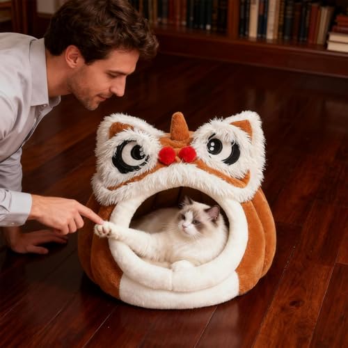 Cucha para gatos de invierno multifuncional caseta animales pequeña ligera 3