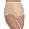 Hanes-Womens-H091 Hanes Shapewear Women's Light Control 2 Pack Tummy Control Brief, Beige/Beige,