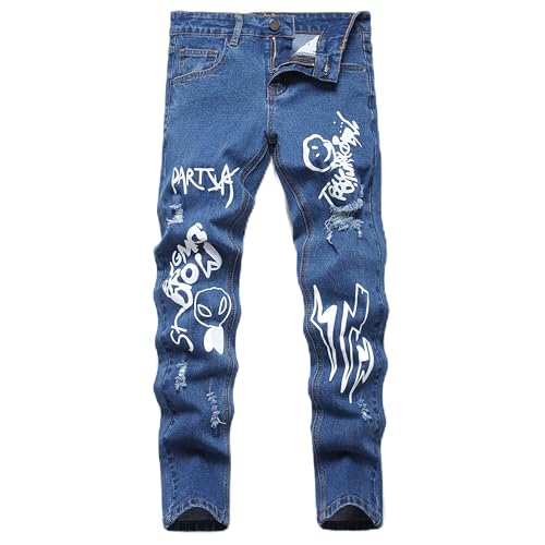 Boy's Slim Fit Ripped Destroyed Distressed Stretch Jeans Pants