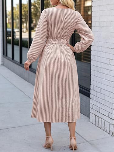 ANRABESS Women's Striped High Waist Midi Dress w/ Pockets 17.99 + Free Shipping + 50% Off Code F4IQ5UUC - image 4