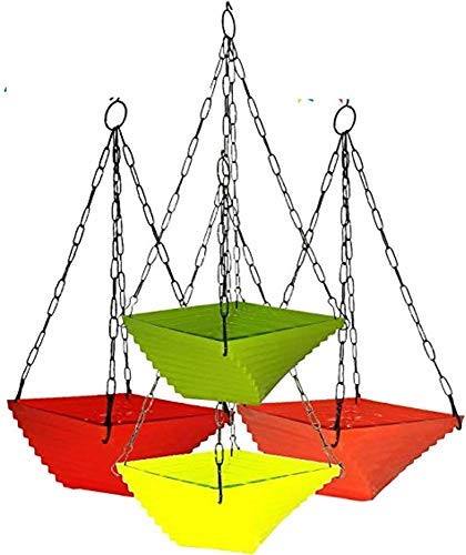 PlantaZee Hanging Pots Plastic, Resin Twister with Chain, Multicolour, Set - 4. 8" (B09FLJQQH1) Amazon Price History, Amazon Price Tracker