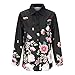 Yowablo Floral imprimé à Une Seule Poitrine Chemise à Manches Longues Revers lâche pour Femme Chemisier Occasionnel pour Femme Hauts Tuniques Femmes pour Leggings Manches Courtes