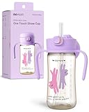 MOYUUM Leak Proof Sippy Cup with Handle | Made in Korea, 100% BPA Free PPSU, Magic No Spill Straw Cup with Attached Flip Top Lid, Easy to Hold for Babies and Toddlers, 9oz Purple