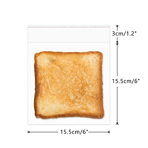 Selbstklebende Zellophan Beutel 15x15cm 300pcs Transparente Versiegelbare Cellophantaschen 50µm Klare Kunststoff Taschen Square Klebeverschluss Plastiktüten für Süßigkeiten Schokolade Bäckerei Cookies - Image 2