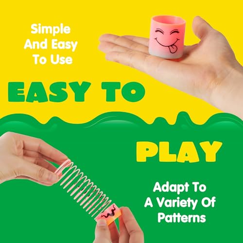 Image of JOYIN 30 Pcs Spring Rainbow Party Favor, Mini Plastic Coil Spring Toy, Fidget Stress Coil Mini Springs Bulk Toys for Carnival Prize Birthday, Classroom Goodie Bag Stuffers