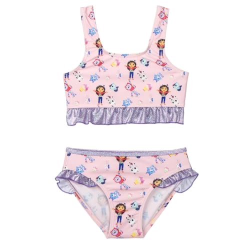 Bikini Infantil de Gabby´s Dollhouse - Color Rosa - Talla 3 Años - Bañador Niña Fabricado en 85% Poliéster y 15% Elastano de 210 gsm - Secado Rápido - Producto Original Diseñado en España