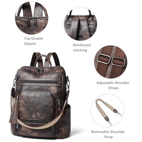 Image of Shrrie Vegan Leather Laptop Backpack for Women 15.6 inch Work Backpack Fashion Travel Backpack Purse for Travel College Work