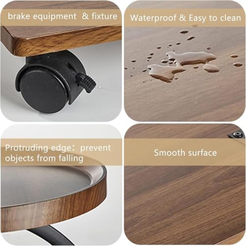 Image of Side Table Stands Couch Side, Swivel TV Tray Table, C-Shaped End Table, Small Center Table for Home Office for Bedroom, Living Room | Closet with Dustproof Door (Double-C Table-YZ)