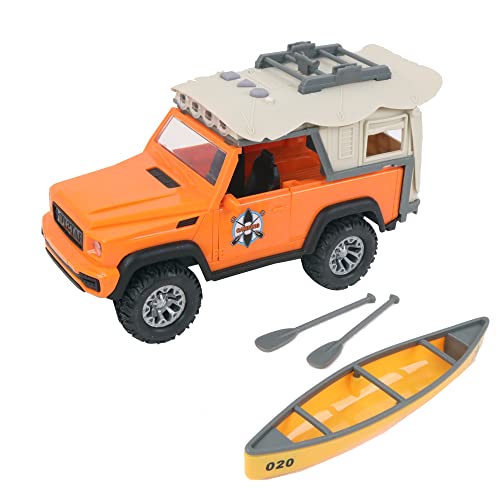 TURBO CHALLENGE - Todo Terreno con Kayak - Aventura Extrema - 021231-1/16 - Listo para Rodar - Pilas Incluidas - Coche a Fricción - Naranja - Plástico - A Partir de 3 años