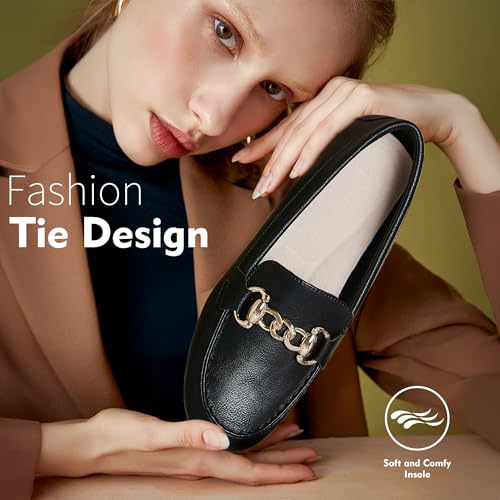 Image of ABEJOJO Women's Loafer Shoes, Comfortable Slip on Casual Flat Penny Shoes for Walking, Driving, Dressy