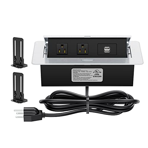 Recessed Power Strip with 2 AC 2 USB Charging Ports