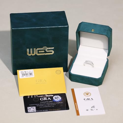 WES 925 Sterling Silver D Color VVS1 Lab Created Moissanite Wedding Band Full Eternity Stackable Wedding Rings for Women, Size 5-84