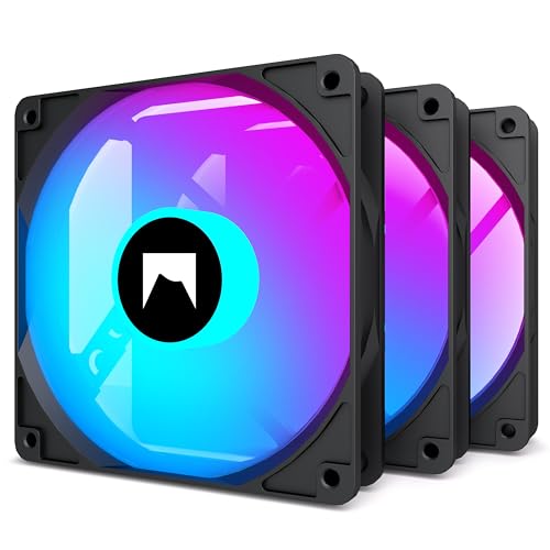 120MM ARGB PWM Fans - Translucent Blades - High Static Pressure &amp; Airflow - Quiet Operation (3, Black, Forward)