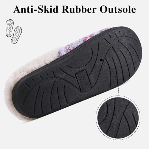 Image of Evshine Warm Knit House Slippers for Women Comfy Wool-Like Lined Chenille Slippers with Memory Foam and Indoor Outdoor Soles
