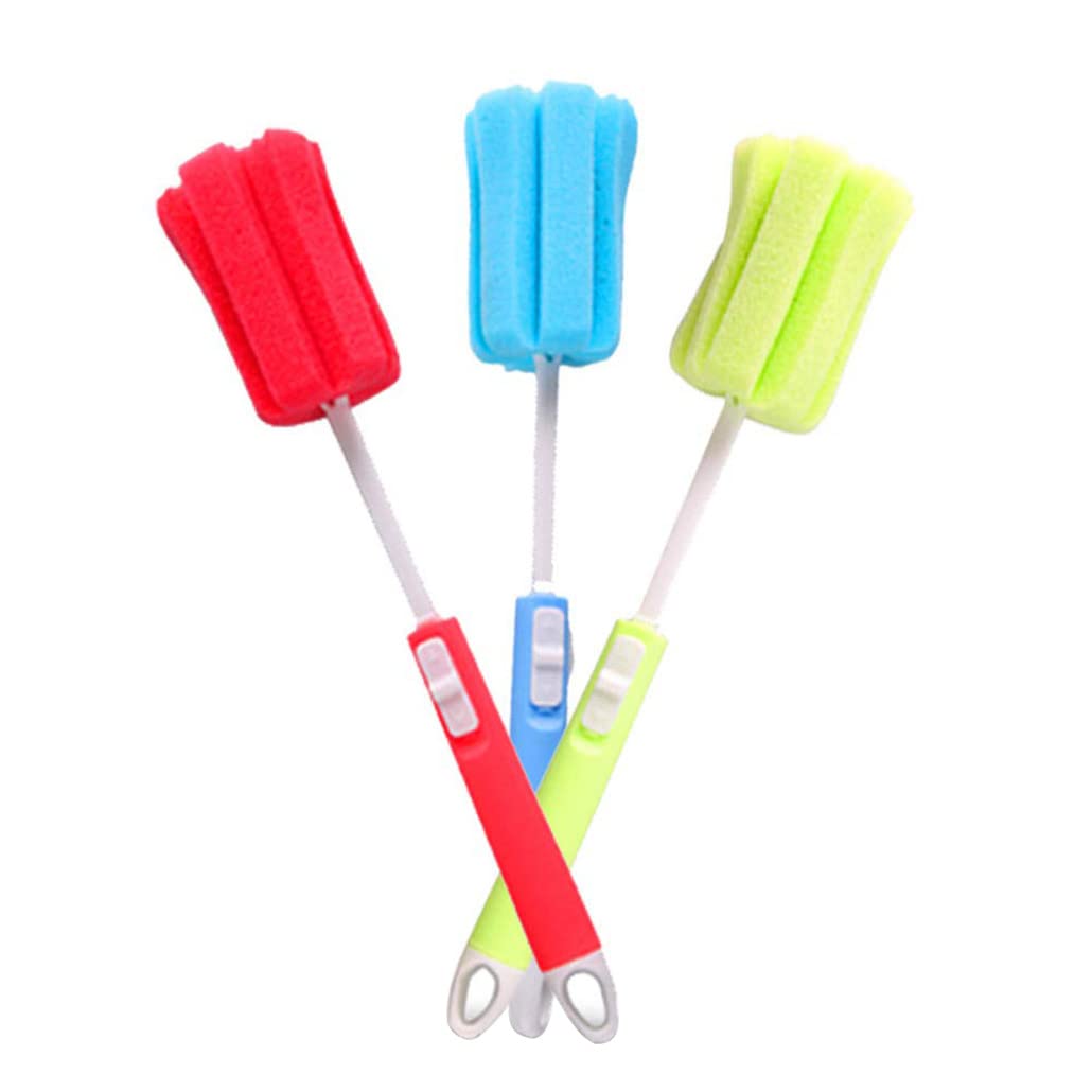 Dishwashing Foam Sponge Brush with Adjustable Long Handle Bottle Scrubber Cleaning Brushes Cleaner Soft for Baby Bottle Kitchen Clean Glasses Mugs Cups Professional Process
