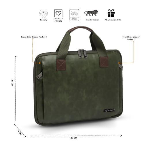Image of VISMIINTREND Laptop Briefcase Messenger Shoulder Office Hand Bags for Men Women | Fits 13 inch /14 inch /15.6 Inch Laptops, Macbook | Vegan Leather | Corporate Gifts