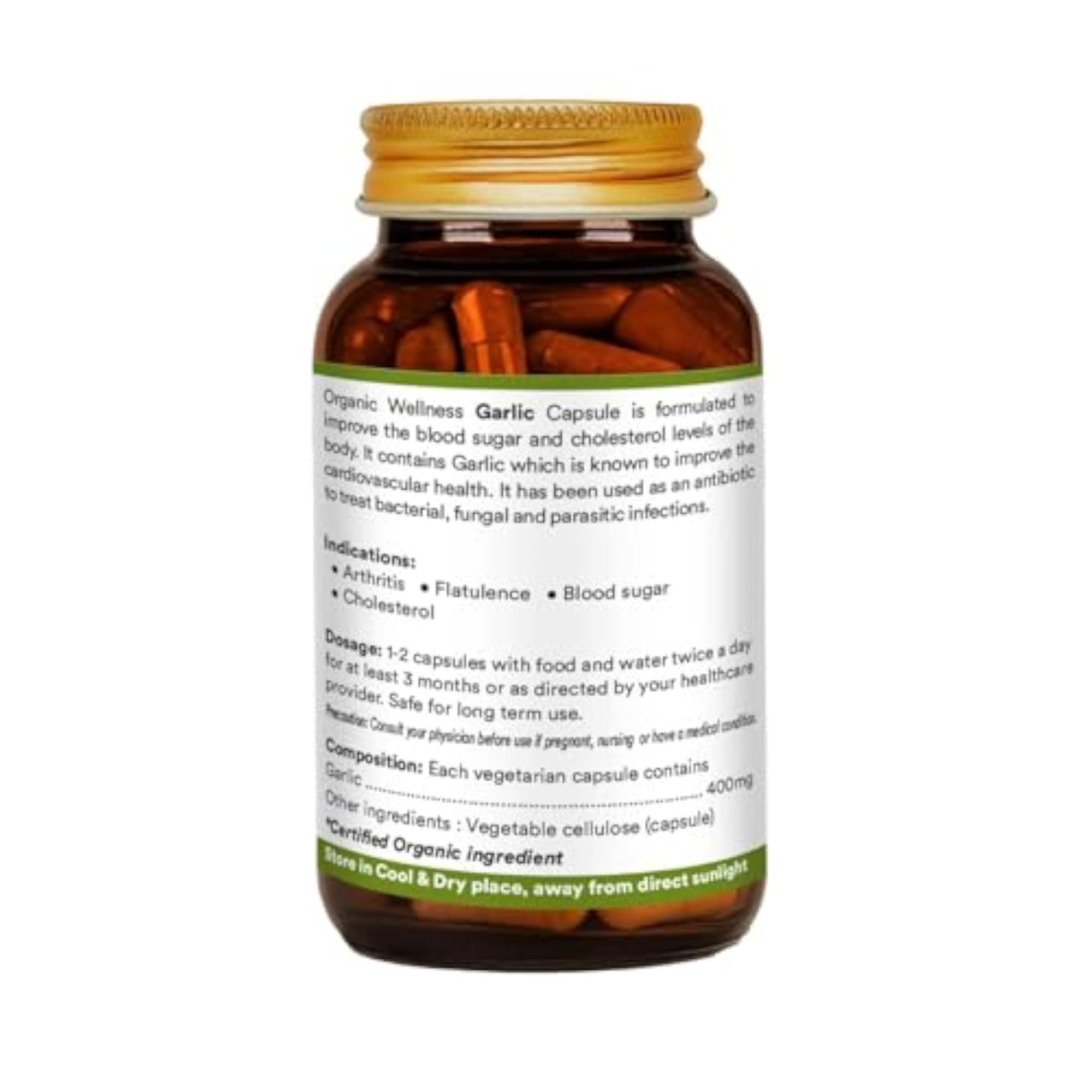 Organic Wellness Garlic Vegetarian Capsules for Health