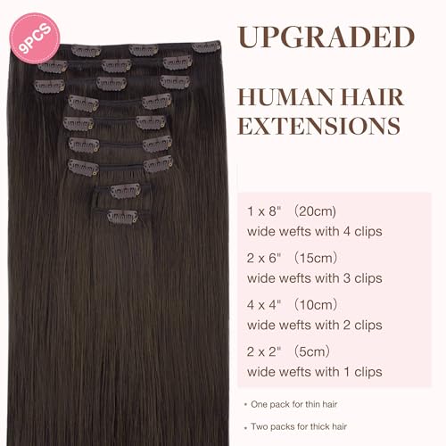 Image of GOO GOO Clip in Hair Extensions Real Human Hair Brown Remy Extensions