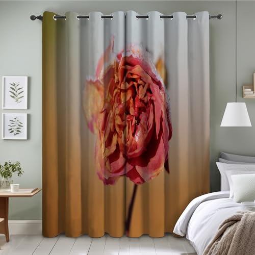 BSYYZQC Cortinas Salon Rosa Cortinas Dormitorio Flores Cortinas Opacas 2 Piezas, Cortinas Termicas Aislantes Frio y Calor con Ojales 140x260cm