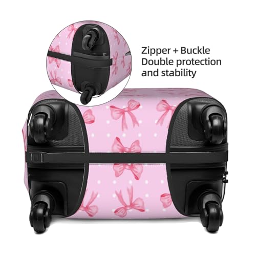 Travel Luggage Cover Pink Bow Dot, High Elasticity Washable Travel Baggage Protector Case Fits 22-24 in4