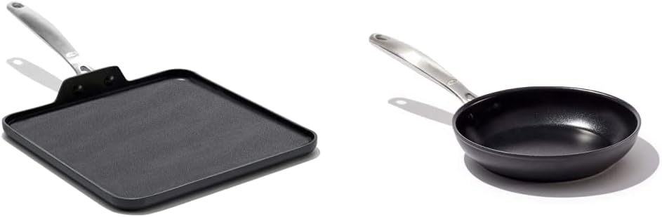 OXO Good Grips Pro Hard Anodized PFOA-Free Nonstick 11" Griddle Pan, Black & Good Grips Pro Hard Anodized PFOA-Free Nonstick 8" Frying Pan Skillet, Black