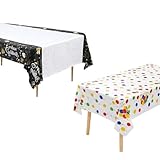 Nappe d'anniversaire attrayante - La nappe a une forme rectangulaire et un design noir et or, ce qui rend les fournitures de fête brillantes et uniques, ajoutant une touche d'enchantement à votre célébration