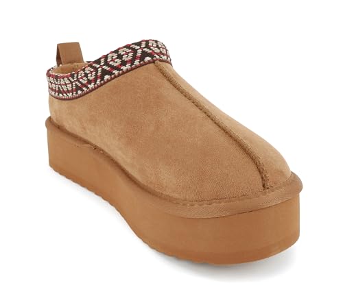 Image of Soda inchEagle inch ~ Women Round Toe Slip-On Flatform Lug Sole Sherpa-lined Slipper with Stitch Details