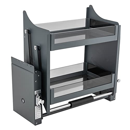 SnamicE Freestanding Multi-Layer Kitchen Floor Cupboard,Pull Down Cabinet Organizer 2-Tire Pull Down Shelf Upper Kitchen Wall Cabinet Storage Organizer 24in Cabinet Pull-Out Sliding Shelf,A