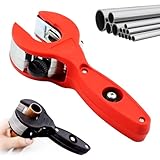 Ratcheting Tubing Cutter, 2 in 1 Close Quarters Tube Compact Cutter, Portable Ratcheting Tubing Cutter Tool for Cutting Copper, PVC, and Soft Metal Pipes (red)