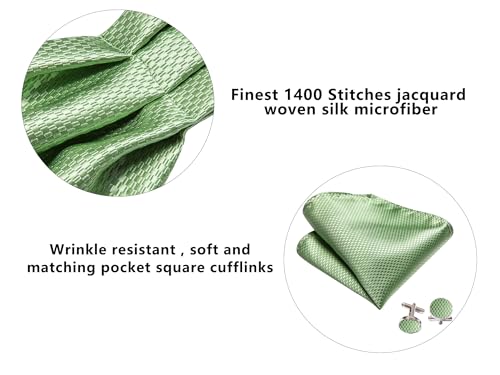 Image of Barry.Wang Ascot Ties Cravat Tie Men Paisley Plaid Scarf Self Tie Pocket Square Cufflinks Set Wedding Party