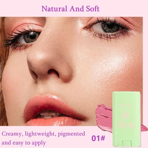 KARLOR Cream Blush Stick, Creamy Blush Stick Creme Blush Pink Cream Blush Stick pink Blusher Creamy Blush Cream Blusher Stick Blusher for cheeks make up Blush matte waterproof long -lasting (01) - Image 8