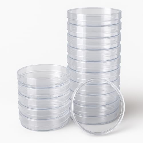 Labsales 20pcs Clear Sterile Plastic Petri Dishes Uncoated with Vent and Lid, 90mm x 15mm Diameter Petri Dish for Laboratory and Science Experiments Sterile and Non-Sterile (Non-Sterile Sleeve of 20)