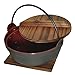 JapanBargain 1802, Cast Iron Pot Japanese Style Personal Shabu Shabu Nabe Pot Sukiyaki Nabe Noodle Hot Pot with Wooden Lid and Stand, 6-inch