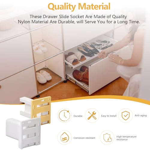 4 Pack Drawer Slide Track Brackets Rear Mount Plastic(2 Pairs) face Frame sockets for 1 Inch Drawer Slides, Cabinet Pull Out 4 Packshelf Slides Hardware Bottom Mount, C-Shaped Drawer Rail Bracket by IFERLA - Used condition - Image 4