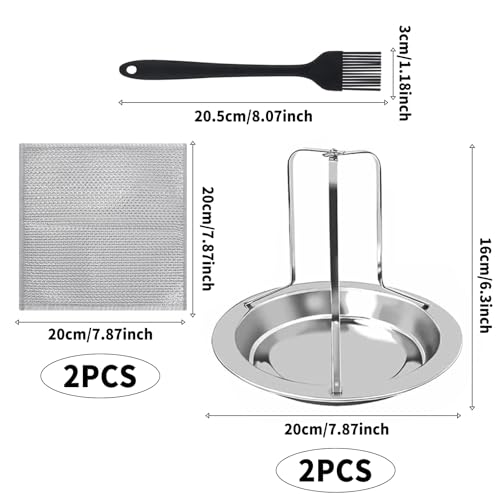 NCZCDZSW Hähnchen Ständer 2 Stück Vertikal Hähnchenbräter Edelstahl mit Ölpinsel und 2 Reinigungstüchern klappbar Antihaft Hähnchenhalter Grill Tragbar Huhn Halter für Backöfen Grills Campingkocher