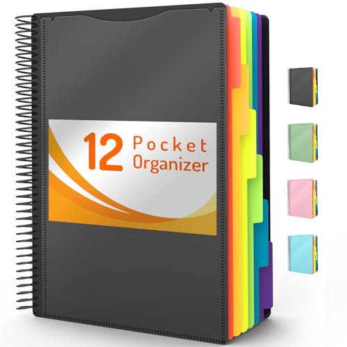 12 Pocket Project Organizer, Forvencer 1/6-cut Tab Binder Organizer with