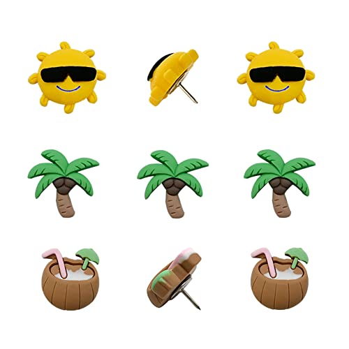 30 pcs Cute Push Pin Coconut Palm Sun Decoration Thumbtacks