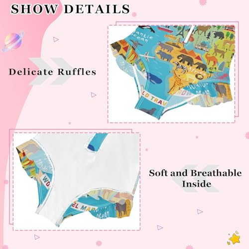 Girls One Piece Swimsuits Long Sleeve Swimsuit Zipper Bathing Suits Animal Map4