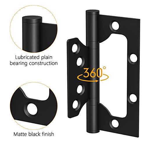 Door Hinges For Interior Doors, Easy To Install, 3 Pack Stainless Steel Interior Door Hinges, Heavy Duty, Smooth, 4"X 3" Hinges Suitable For Bedroom, Office, Garage Door (Black) #TOP2